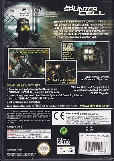 Tom Clancys - Splinter Cell - Nintendo GameCube (B Grade) (Genbrug)